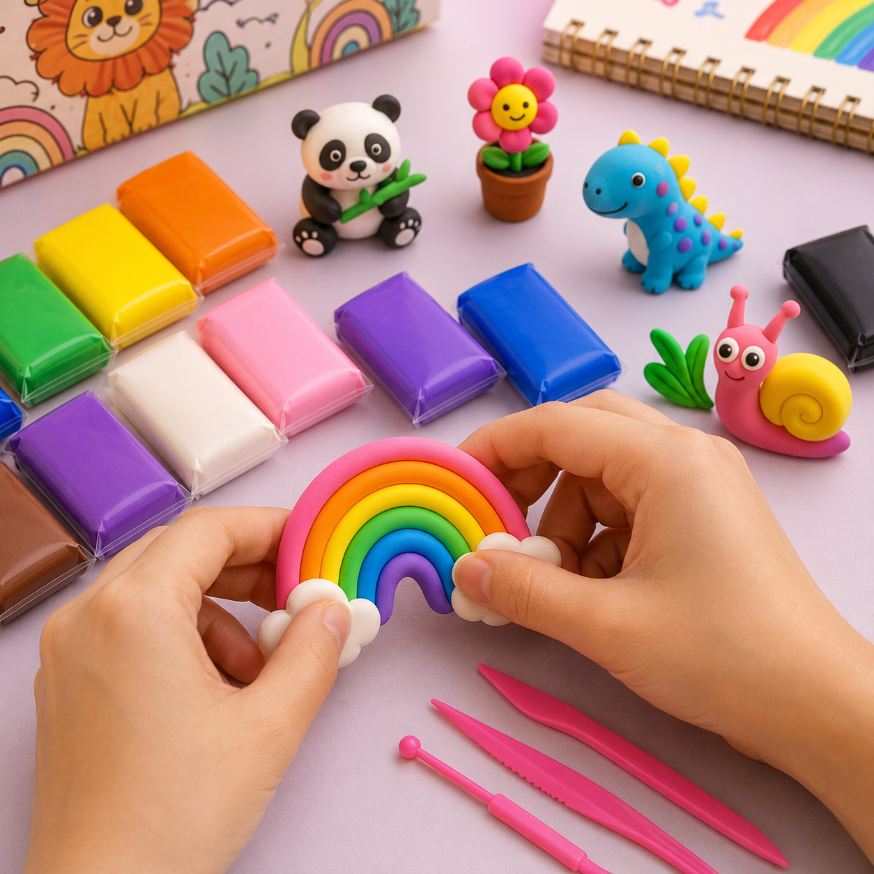 12 Vibrant Colors Air Dry Clay Set with Sculpting Tools | Soft Modeling Clay for Kids & DIY Crafts
