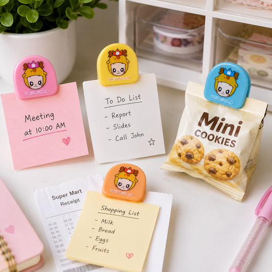 Cute Plastic Paper Clips Set of 4 – Decorative Page & Memo Clips