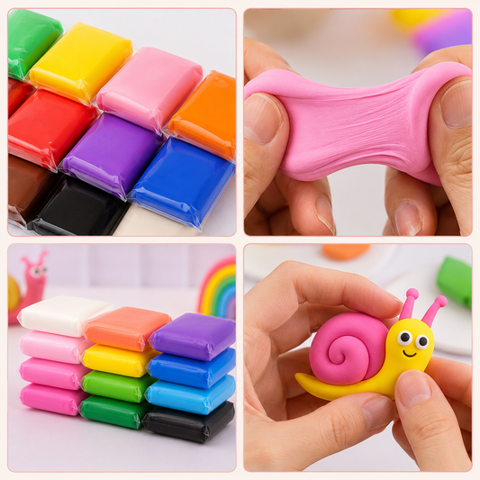 12 Vibrant Colors Air Dry Clay Set with Sculpting Tools | Soft Modeling Clay for Kids & DIY Crafts