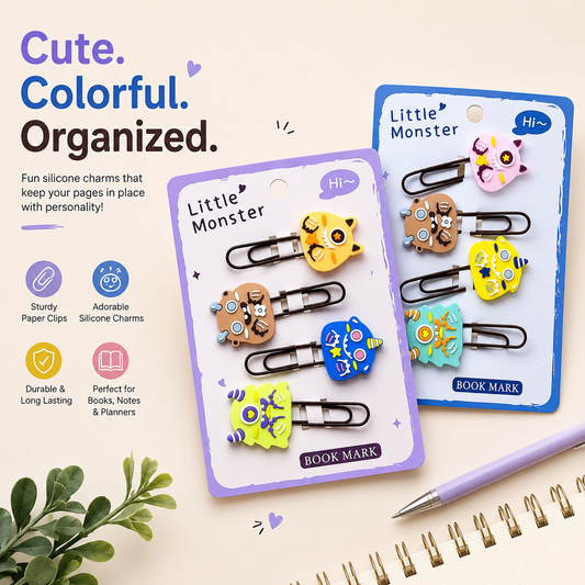 Cute Silicone Paper Clips That Make Organizing Fun (Pack of 4)
