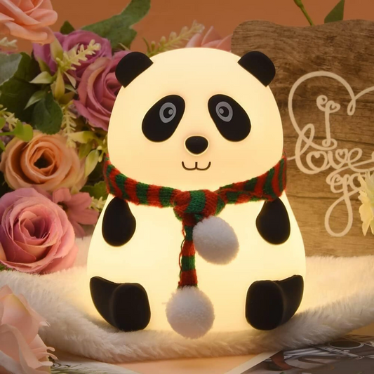 Cute Panda Silicone Night Lamp | Touch Sensor 7-Color LED Light | USB Rechargeable Soft Bedside Lamp