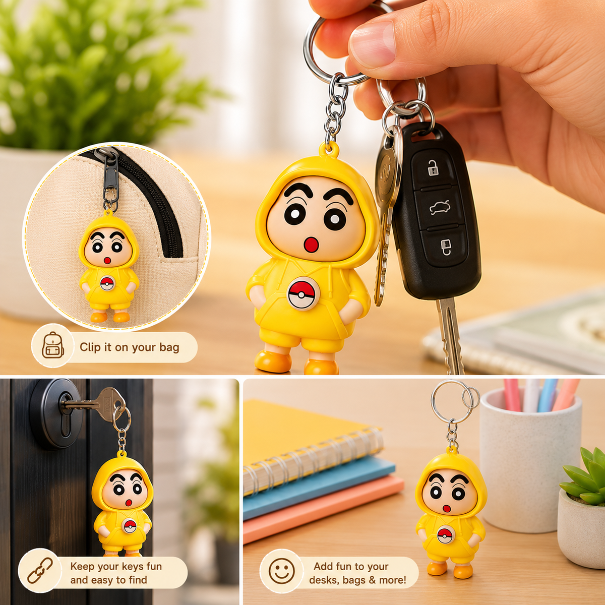 Face Rotating Cartoon Keychain – 3 Fun Expressions | Cute Collectible Keychain