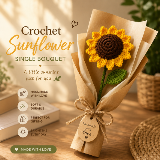 Handmade Crochet Sunflower Bouquet – A Forever Bloom That Never Fades