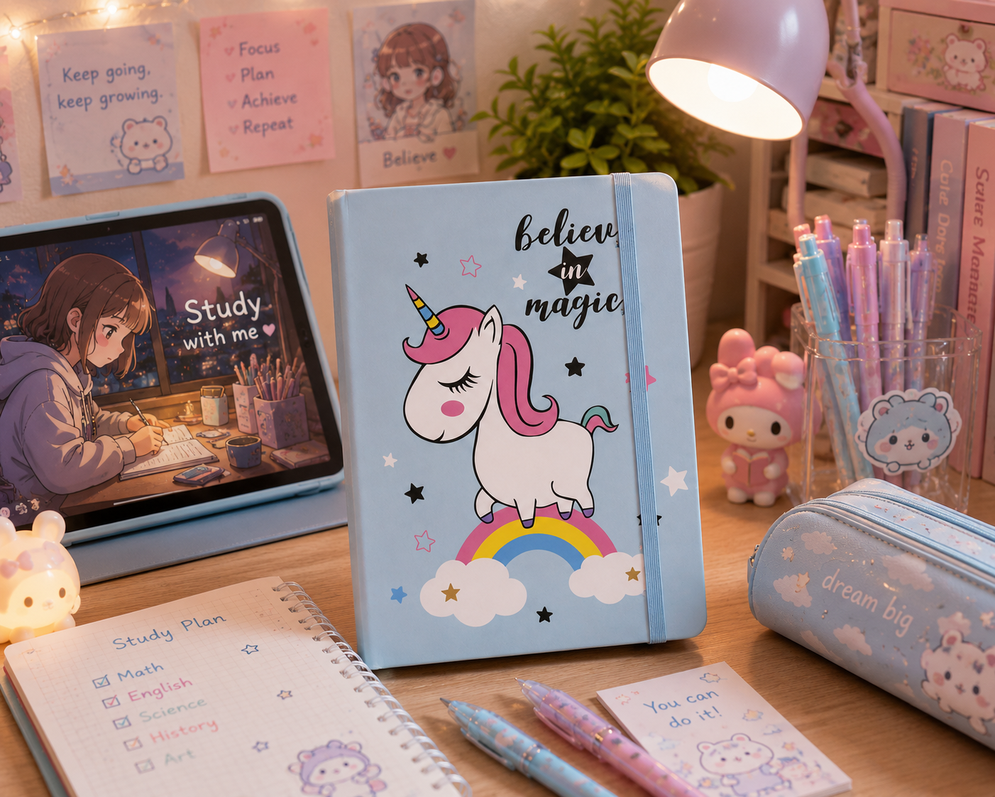 Unicorn Notebook – A5 Hardcover Journal for Notes, Study & Planning